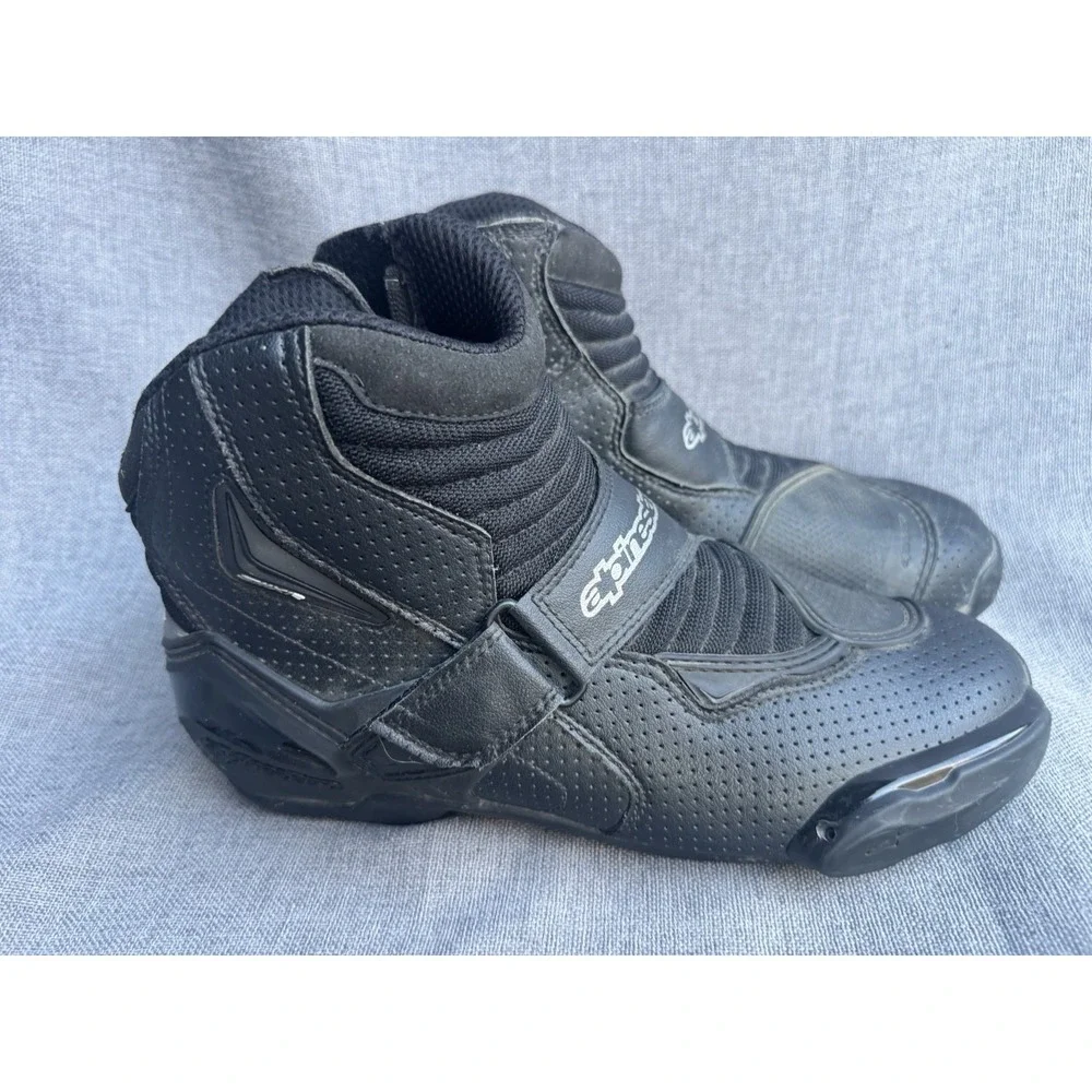 Alpinestars SMX-1 R Vented Motorcycle Boots Men's Size 9 US Black Strap Zip